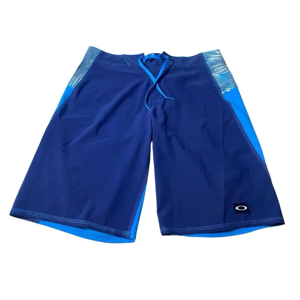 Oakley Board Shorts Mens 34 Blue Performance Fit Swim Shorts Moisture Wicking